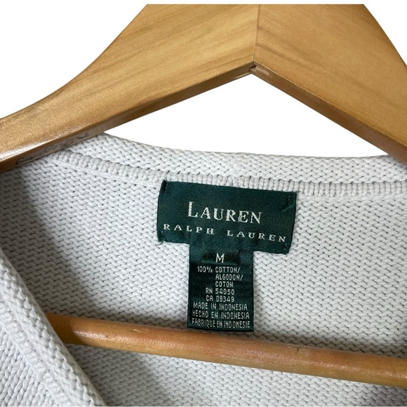 Lauren Ralph Lauren Sweater Women M blue White Striped Cable Knit Classic Preppy - Picture 5 of 11